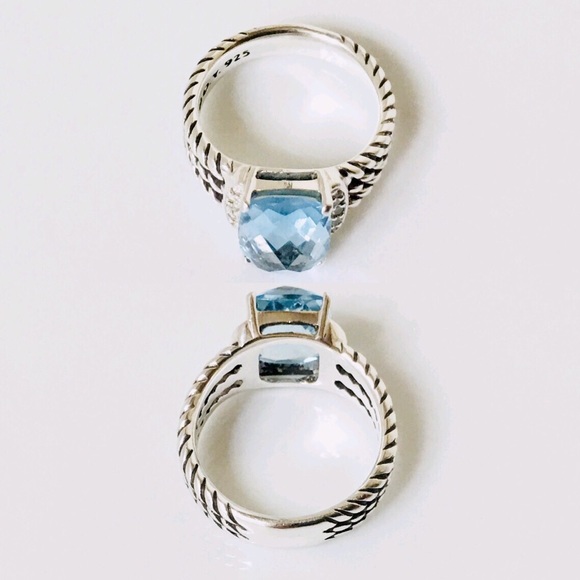 David Yurman Blue Topaz & Diamond Wheaton Ring - Picture 5 of 8
